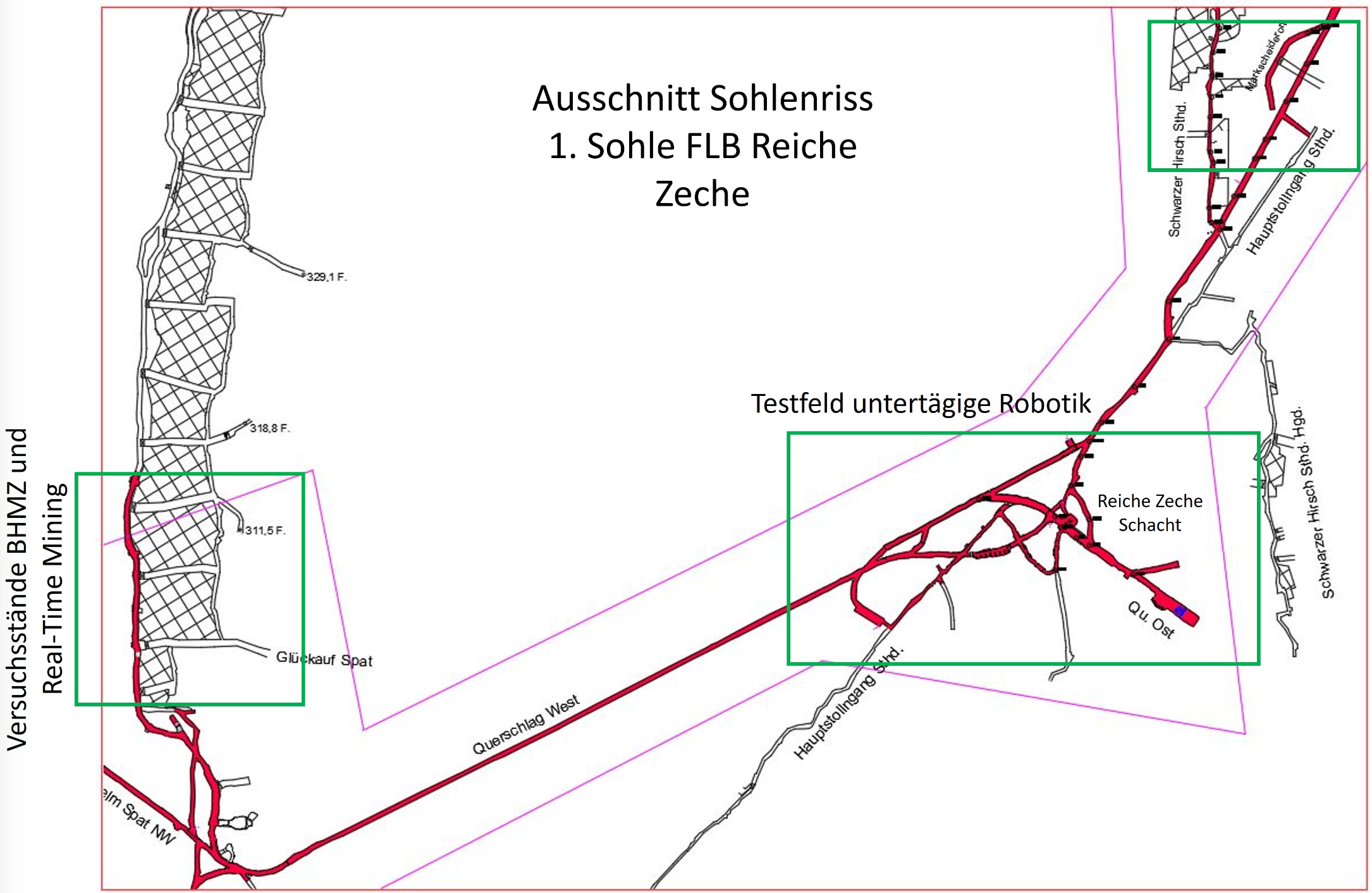 Grubengebäude der Reichen Zeche mit Demonstratoren für das VIRTUE Vorhaben